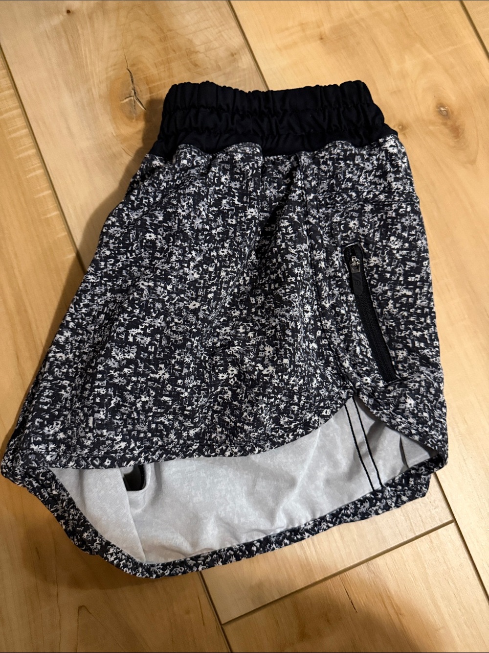 lululemon Black and White Patterned Athletic Shorts